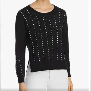 NWOT Kobi Halperin Raye Embellished Pointelle Black Sweater. Size XS.